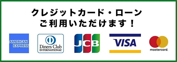 クレジットカード・ローンご利用いただけます！